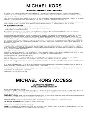 michael kors warranty.